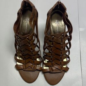 I.N.C women’s gladiator wedge sandals camel color size 8